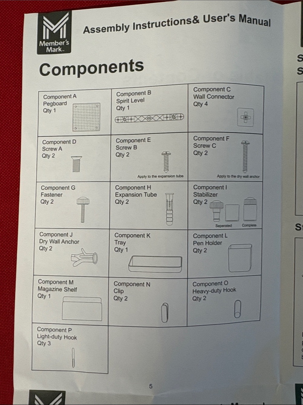 Member's Mark White Pegboard Organizer - Multi- 12 Piece Set - Picture 7 of 7